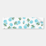 Baby Blue Roses floral pattern on White Bumper Stickers