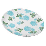 Baby Blue Roses on pretty white floral plate plates