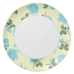 Baby Blue Roses on shabby chic cream floral plate plates
