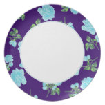 Baby Blue Roses on violet purple floral plate plates