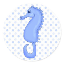 Baby Blue Seahorse Round Sticker