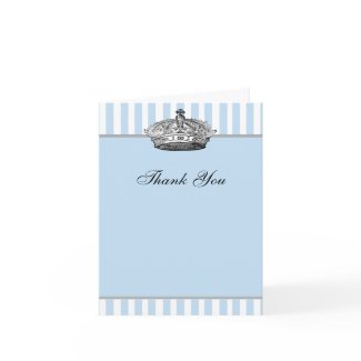 Baby Blue Silver Crown Prince Thank You Cards card