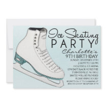 Baby Blue Skate Mates Ice Skating Birthday Party Custom Invites