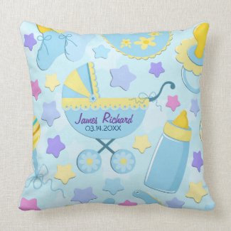 Baby Blue Stars and Carriage Keepsake Pillow