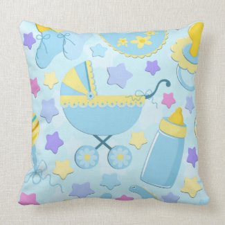 Baby Blue Stars and Carriage Keepsake Pillow