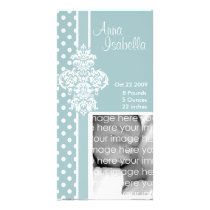 Baby Blue Stylish Damask Photo Card photo cards