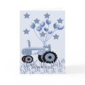 Baby Blue Tractor with Balloons Card card