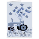 Baby Blue Tractor with Balloons Card