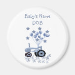 Baby Blue Tractor with Balloons Magnet