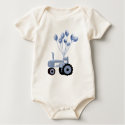 Baby Blue Tractor with Balloons Onesie T-Shirt shirt