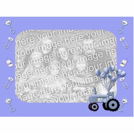 Baby Blue Tractor with Balloons Photo Sculpture