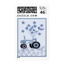 Baby Blue Tractor with Balloons Postage