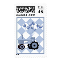 Baby Blue Tractor with Balloons Postage