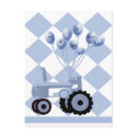 Baby Blue Tractor with Balloons Postcard postcard
