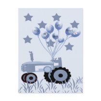 Baby Blue Tractor with Balloons Postcard