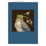 Baby bluebird with English plantain card