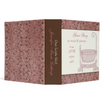 Baby Book Photo Album - Pink Brown Damask Cradle Binders