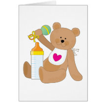 Baby Bottle and Bib Greeting Cards