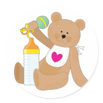 Baby Bottle And Bib stickers by mariabellimages Baby Bottle And Bib stickers