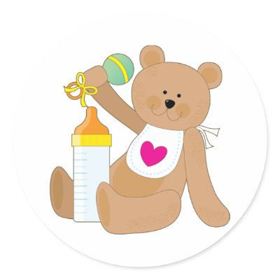 Baby Bottle and Bib Round Stickers by Maria_K_Bell