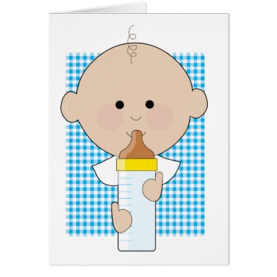 Baby Bottle Boy Greeting Cards by Maria_K_Bell