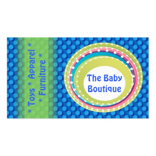 Baby Boutique Blue Green Dots business card (front side)