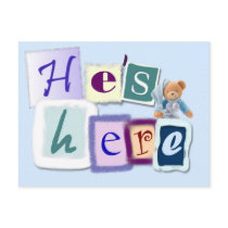 Baby boy announcement postcard by aslentz Baby boy announcement postcard