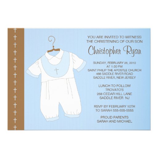 Baby Boy Baptism / Christening Inviation Personalized Invitations