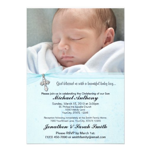Baby Boy Baptism or Christening Invitation
