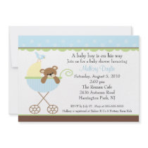 Baby Boy Bear Carriage Baby Shower Invitation by celebrateitinvites Baby Boy Bear Carriage Baby Shower Invitation