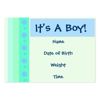 Baby Boy Birth Announcement Card Business Card Template by BundlesOfJoy