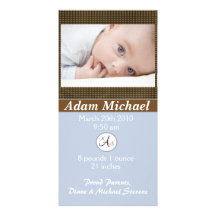 Baby Boy Birth Announcement Custom Photo Card