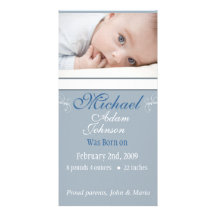 Baby Boy Birth Announcement Photo Card Template