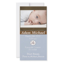 Baby Boy Birth Announcement Custom Photo Card