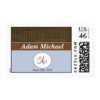 Baby Boy Birth Announcement Postage Stamp by AribellaDesigns