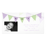 Baby Boy Birth Triangle Flags Banner Photocard Custom Photo Card