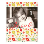 Baby boy birthday invitation, birds and flowers invitations