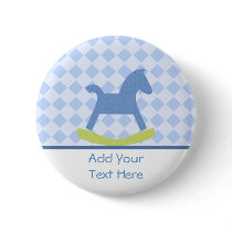 Baby Boy Blue and Yellow Rocking Horse Baby Button
