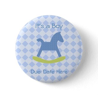 Baby Boy Blue and Yellow Rocking Horse Baby Button button