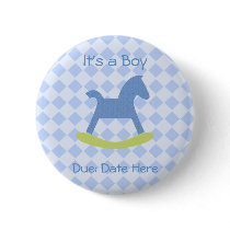 Baby Boy Blue and Yellow Rocking Horse Baby Button