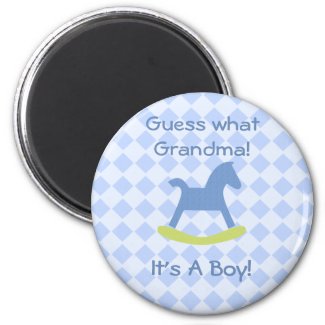 Baby Boy Blue and Yellow Rocking Horse Magnet magnet