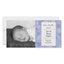 Baby Boy Blue Birth Announcement Photo Card