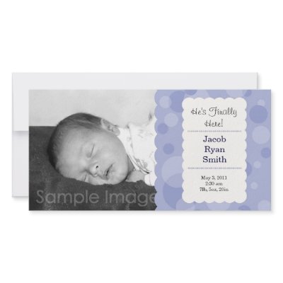 Baby Boy Blue Birth Announcement Photo Card by emcreative