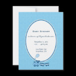 Baby Boy Blue Dot Train Shower Announcement