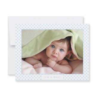 Baby Boy Blue Dots Baby Picture Announcement invitation