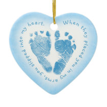 Baby Boy Blue Footprint Photo Ornament ornaments