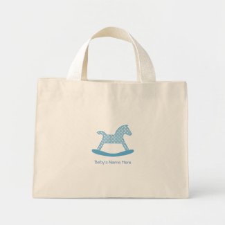 Baby Boy Blue Polka Dot Rocking Horse Tote Bag bag