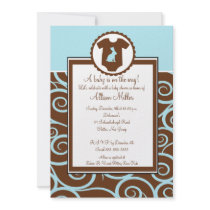 Baby Boy Bodysuit Swirl Baby Shower Invitation by celebrateitinvites Baby Boy Bodysuit Swirl Baby Shower Invitation