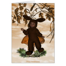 Baby boy bunny sweet chocolate 1 greeting card