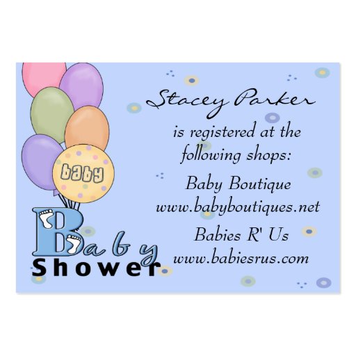 Baby Boy Celebration Registry Cards Business Card Templates